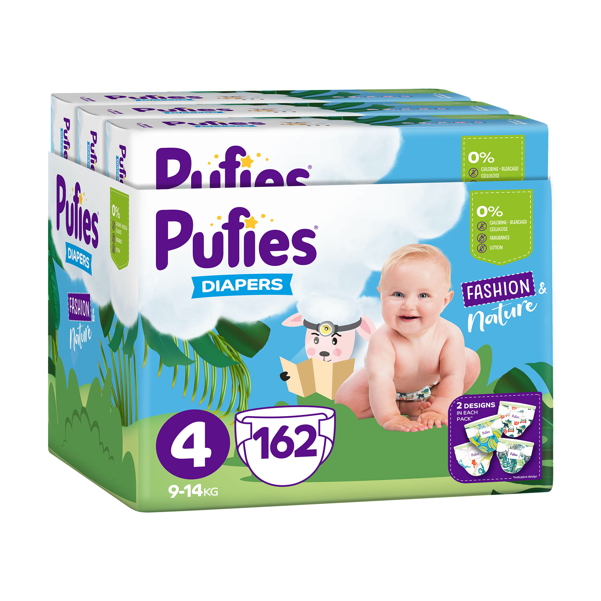 Підгузки Pufies Fashion &amp; Nature Maxi розмір 4 (9-14 кг), 162 шт