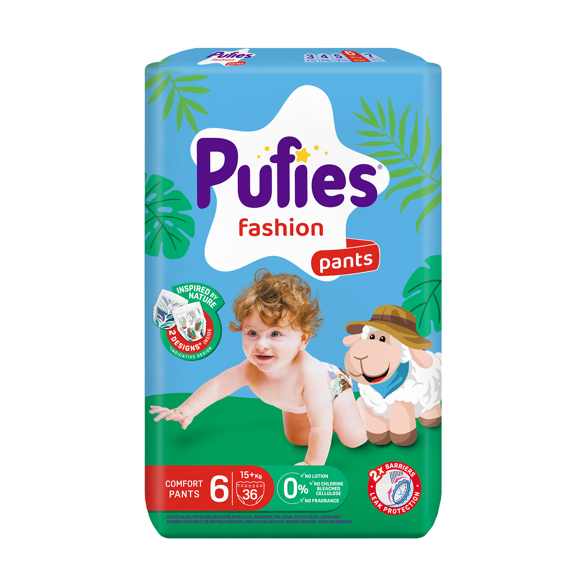 Підгузки-трусики Pufies Pants Fashion &amp; Nature, розмір 6 XL (15+ кг), 36 шт